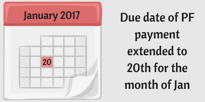 PF payment due date extended to 20th for Jan